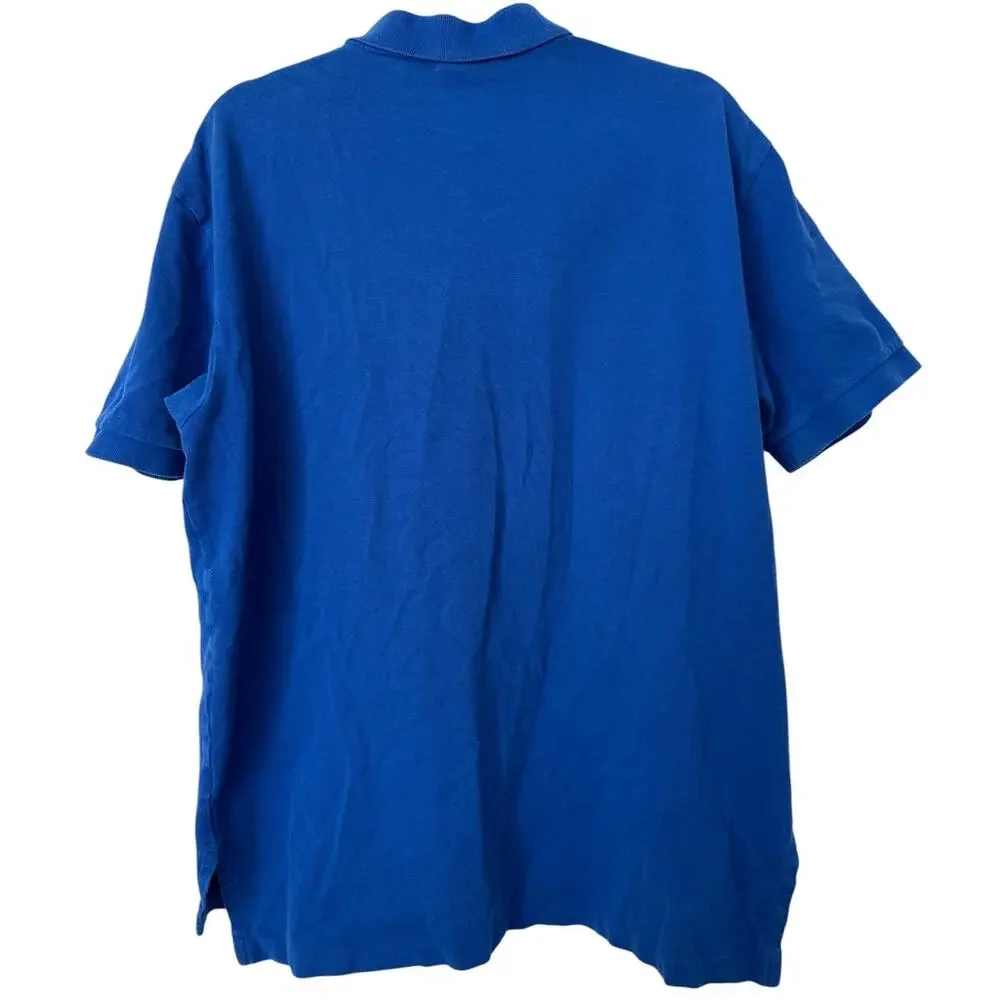 Ralph Lauren Blue Short Sleeve Polo Orange Pony Large Preppy Golf Casual Minimal
